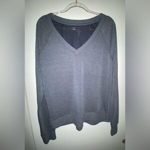 Freely Size L Large Gray Blue long sleeve sweater V-Neck very soft activewear
